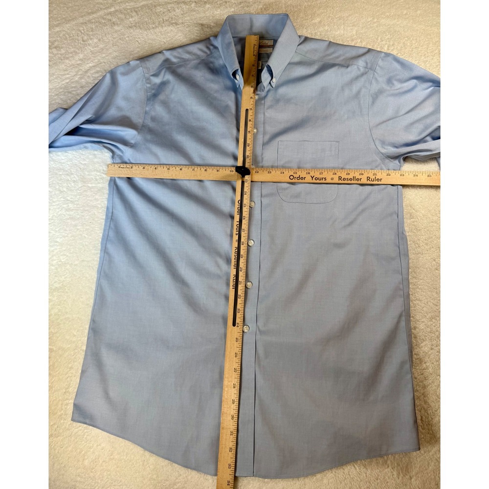 Roundtree & Yorke Gold Label Shirt Mens 15.5 34 Blue Non-Iron Pinpoint Oxford - Picture 5 of 13